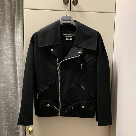 Comme des garcons Junya Watanabe Cotton Black Biker Jacket Size M EUC - Picture 1 of 15